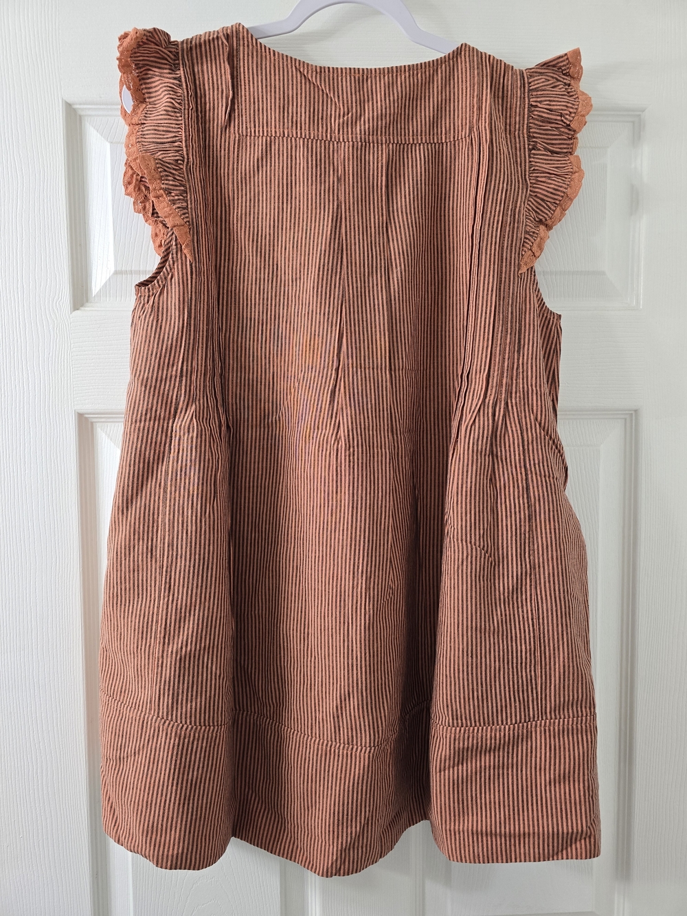 NWOT Free People Rust Stripe Ruffle Sleeve Dress - Small - Picture 3 of 3
